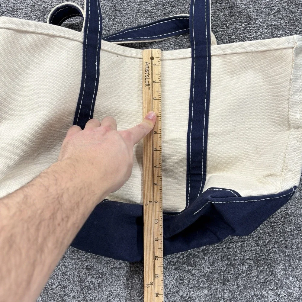Vintage L.L.Bean Boat And Tote Bag Medium White Blue USA Made El Mirador Sun
